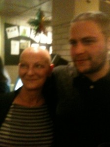 Jamie with his mum after shaving his head