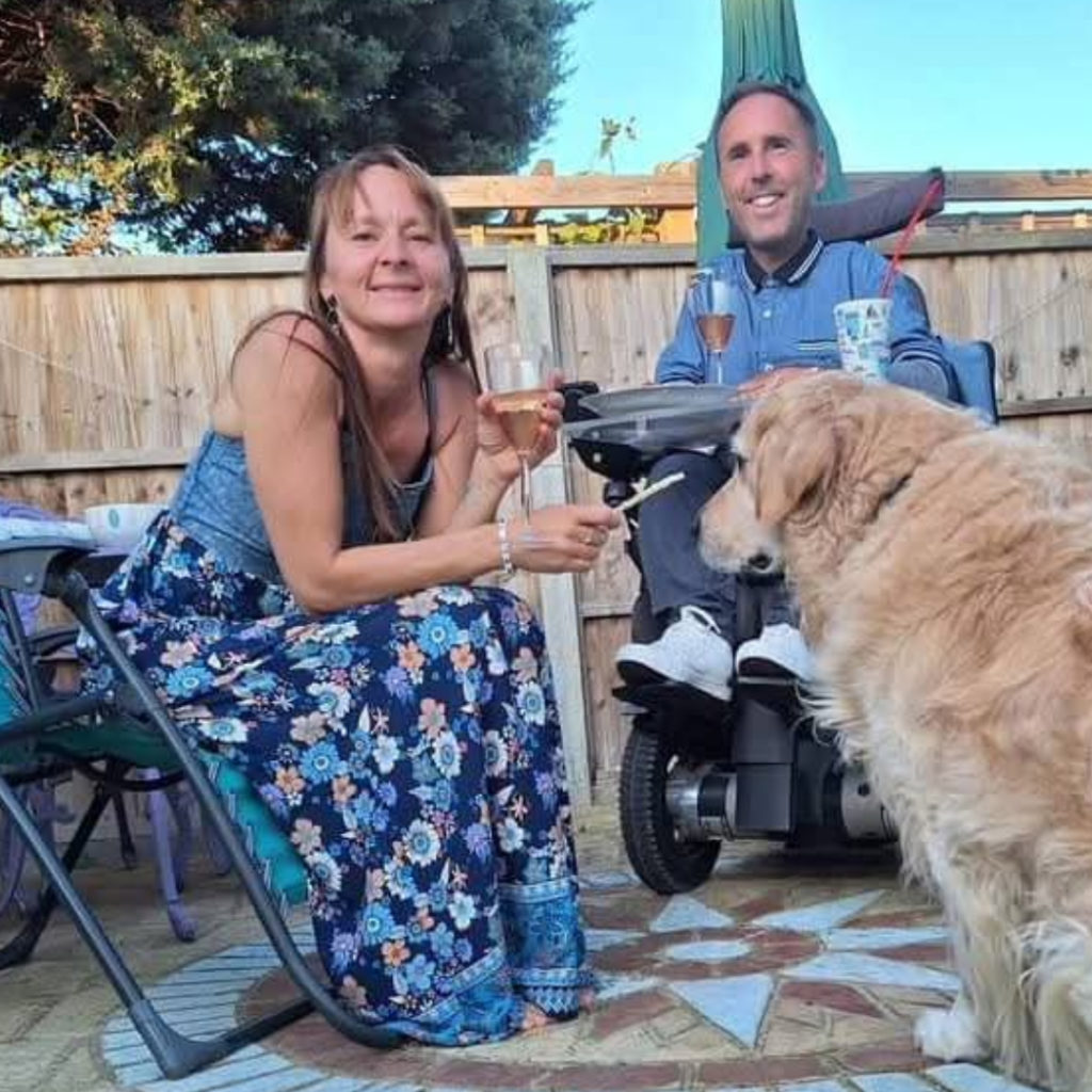 Martyn, Kasia and Sunny in the garden
